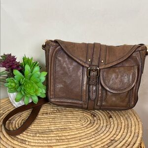 Schuler & Sons Brown Leather Crossbody Bag Vintage Anthropologie